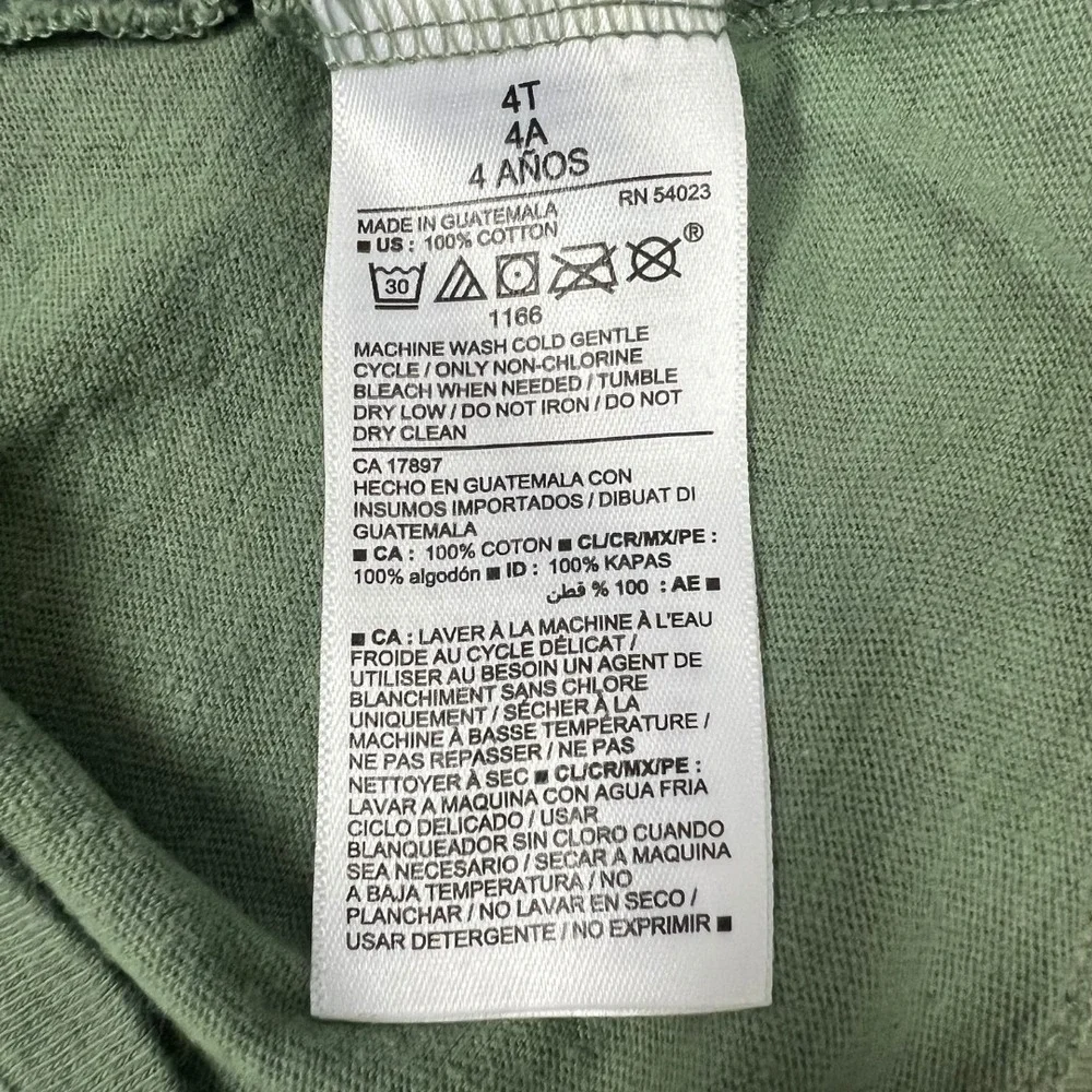 Old Navy Girls Long Sleeve‎ Tee 4T Rainbow Bird Graphic Olive Green Cotton